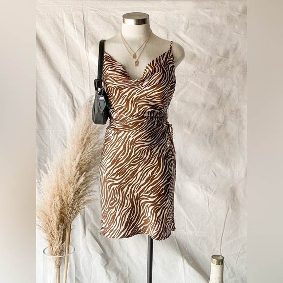 ACOA Animal print slip mini dress size L - Picture 1 of 11